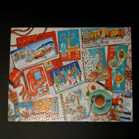 Cobble Hill Mid Mod Season's Greetings Jigsaw Puzzle, 1000 Pieces - Picture 2 of 3